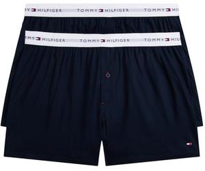 Tommy Hilfiger Men’s 2 Pack Woven Cotton Boxer Shorts, Blue (Desert Sky/Desert Sky), XS