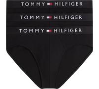 Tommy Hilfiger Men’s 3 Pack Hipster Briefs with Logo Waistband, Black (Black/Black/Black), XS