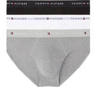 Tommy Hilfiger Men’s 3 Pack Hipster Briefs with Logo Waistband, Multicolor (Mid Hthr/Blck/Th Wht), XL