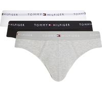 Tommy Hilfiger Men’s 3 Pack Hipster Briefs with Logo Waistband, Multicolor (Mid Hthr/Blck/Th Wht), XL