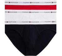 Tommy Hilfiger Men’s 3 Pack Hipster Briefs with Logo Waistband, Multicolor (Wht/Prm Red/Des Sky), XL