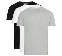 Tommy Hilfiger Men’s 3 Pack Short Sleeve Round Neck Stretch T-Shirts, Multicolor (Black/White/Grey Heather), M