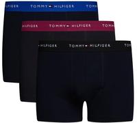 Tommy Hilfiger Men’s 3 Pack Trunks with Logo Waistband, Multicolor (Bright Blue/Grape Valley/Black), L