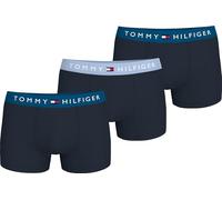 Tommy Hilfiger Men’s 3 Pack Trunks with Logo Waistband, Multicolor (Dp Indgo/Brzzy Blu/Blu Hth), S