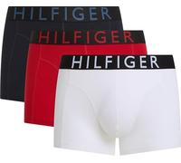Tommy Hilfiger Men’s 3 Pack Trunks with Logo Waistband, Multicolor (Med Red/Th Whte/Des Sky), L