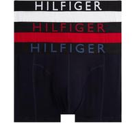 Tommy Hilfiger Men’s 3 Pack Trunks with Logo Waistband, Multicolor (Med Red/Th Whte/Des Sky), XS