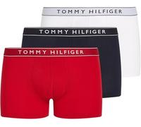 Tommy Hilfiger Men’s 3 Pack Trunks with Logo Waistband, Multicolor (Th Wht/Med Red/Dsrt Sky), S