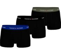 Tommy Hilfiger Men’s 3 Pack Trunks with Logo Waistband, Multicolor (Wdg Blu/Blk/Utlty Olv), S-M