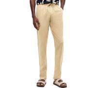 Tommy Hilfiger Men’s Chinos Harlem Sorona Linen Tapered Fit, Beige (Batique Khaki), 32W/32L
