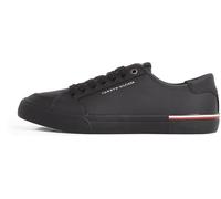 Tommy Hilfiger Men’s Core Corporate Leather Low Top Vulcanised Trainers, Black (Black), 8