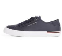 Tommy Hilfiger Men’s Core Corporate Leather Low Top Vulcanised Trainers, Blue (Desert Sky), 11