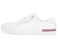 Tommy Hilfiger Men’s Core Corporate Leather Low Top Vulcanised Trainers, White (White), 10.5