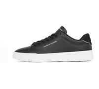 Tommy Hilfiger Men’s Detail Essential Leather Court Trainers, Black (Black), 10