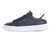 Tommy Hilfiger Men’s Detail Essential Leather Court Trainers, Blue (Desert Sky), 7