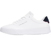 Tommy Hilfiger Men’s Detail Essential Leather Court Trainers, White (White/Desert Sky), 10.5