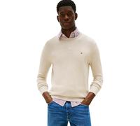 Tommy Hilfiger Men’s Essential Cotton Round Neck Jumper, Beige (Heathered Oatmilk), M