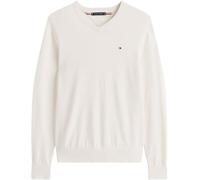 Tommy Hilfiger Men’s Essential Cotton V-Neck Jumper, Off-White (Ivory Petal), M