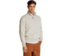 Tommy Hilfiger Men’s Essential Half Zip Fleece Sweatshirt, Beige (Heathered Oatmilk), 3XL