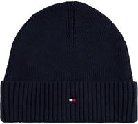 Tommy Hilfiger Men’s Flag Cotton Knitted Beanie with Cashmere, Blue (Space Blue), One Size