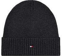 Tommy Hilfiger Men’s Flag Cotton Knitted Beanie with Cashmere, Multicolor (Charcoal Gray), One Size
