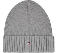 Tommy Hilfiger Men’s Flag Cotton Knitted Beanie with Cashmere, Multicolor (Mid Grey Heather), One Size