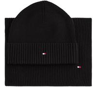 Tommy Hilfiger Men’s Flag Hat and Scarf Gift Set, Black (Black), One Size