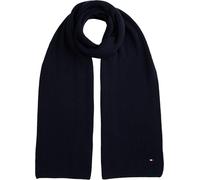 Tommy Hilfiger Men’s Flag Ribbed Knit Pima Cotton Cashmere Scarf, Blue (Space Blue), One Size