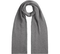 Tommy Hilfiger Men’s Flag Ribbed Knit Pima Cotton Cashmere Scarf, Grey (Mid Grey Heather), One Size