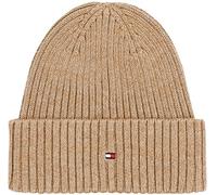 Tommy Hilfiger Men’s Flag Twisted Yarn Cuffed Knitted Beanie, Beige (Safari Canvas), One Size