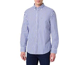 Tommy Hilfiger Men’s Flex Poplin Bold Stripe Shirt with Chest Pocket, Multicolor (Wedge Blue/Stripe), XL