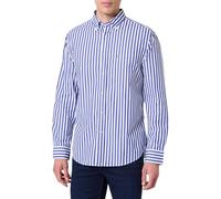 Tommy Hilfiger Men’s Flex Poplin Bold Stripe Shirt with Chest Pocket, Multicolor (Wedge Blue/Stripe), XS