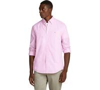 Tommy Hilfiger Men’s Flex Poplin Classic Regular Fit Shirt, Multicolor (Classic Pink/Optic White), XS