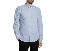 Tommy Hilfiger Men’s Flex Poplin Classic Regular Fit Shirt, Multicolor (Wedge Blue/Optic White), XXL