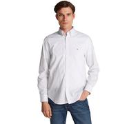 Tommy Hilfiger Men’s Flex Poplin Polka Dot Regular Fit Shirt, White (Optic White/Navy Dot), XS