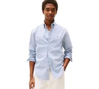 Tommy Hilfiger Men’s Flex Poplin Small Tartan Cotton Shirt, Blue (Breezy Blue/Multi Check), XL