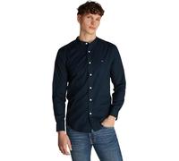 Tommy Hilfiger Men’s Flex Poplin Solid Collarless Regular Fit Shirt, Blue (Desert Sky), XS