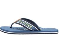 Tommy Hilfiger Men’s Flip Flops Sporty Beach with Webbing Straps, Blue (Aegean Sea), 5.5