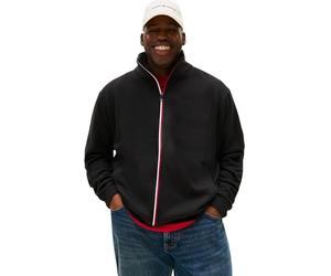 Tommy Hilfiger Men’s Global Stripe Zip Through Sweatshirt with Stand Collar, Black (Black), 2XL