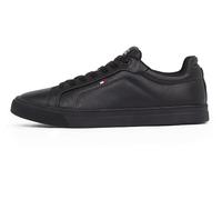 Tommy Hilfiger Men’s Icon Flag Essential Leather Court Trainers, Black (Black), 11