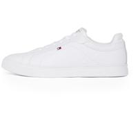 Tommy Hilfiger Men’s Icon Flag Essential Leather Court Trainers, White (White), 10.5