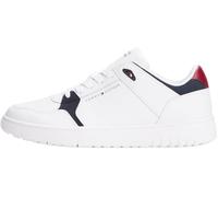 Tommy Hilfiger Men’s Leather Basketball Trainers, White (White), 8
