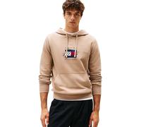 Tommy Hilfiger Men’s Linear Flag Graphic Cotton Hoodie, Beige (Coastal Taupe), M
