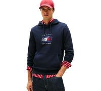 Tommy Hilfiger Men’s Linear Flag Graphic Cotton Hoodie, Blue (Desert Sky), XL