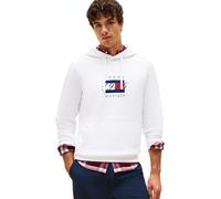 Tommy Hilfiger Men’s Linear Flag Graphic Cotton Hoodie, White (White), XXL