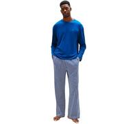 Tommy Hilfiger Men’s Long Sleeve Jersey Print Pyjama Set, Blue (Deep Indigo/Blue Dense Stripe), S