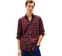 Tommy Hilfiger Men’s Mercerised Tartan Regular Fit Shirt, Red (Regatta Red/Check), L
