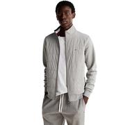 Tommy Hilfiger Men’s Mix Media Zip Through Stand Collar Sweatshirt, Grey (Light Grey Heather), M