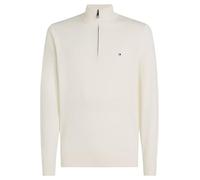 Tommy Hilfiger Men’s Mock Neck Regular Fit Jumper with Zip, White (Ivory), XL