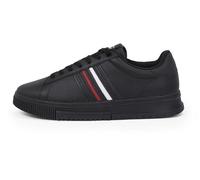 Tommy Hilfiger Men’s Modern Stripes Cupsole Trainers with Logo, Black (Black), 9