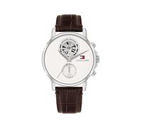 Tommy Hilfiger Men’s Multifunction Watch - Genuine Leather Strap and Skeleton Sub-Eye Dial - Water Resistant up to 50m - Modern, Contemporary Timepiece - Gift for Him 40mm